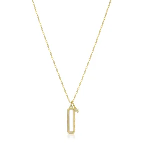 Sterling Silver 14K Gold Plated Rock Crystal Long Necklace