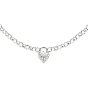 Sterling Silver 45cm Belcher Heart Necklace