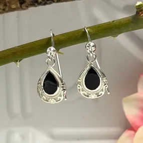 Sterling Silver & Black Drop Down earrings