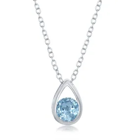 Sterling Silver Blue Topaz Necklace (95250)