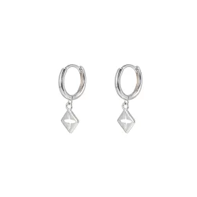 Sterling Silver Dangly Clover Huggie Earrings