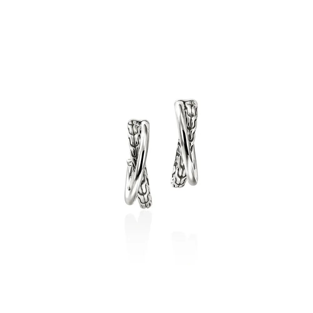 Sterling Silver Essentials Crossover Earrings