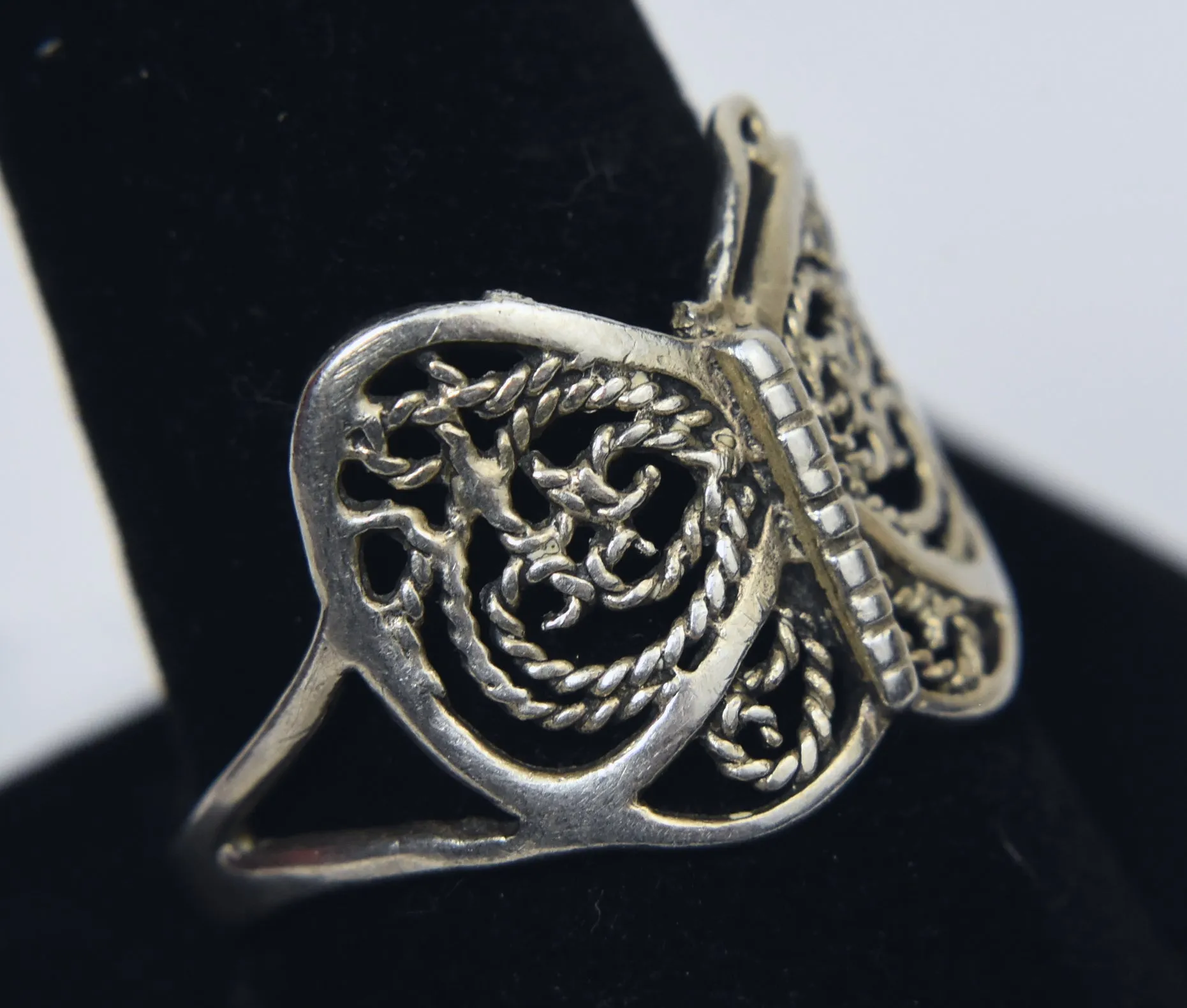 Sterling Silver Filigree Butterfly Ring (DAMAGED) - Size 11