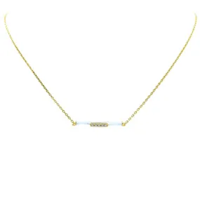 Sterling Silver Gold Plated CZ Bar Pendant Necklace