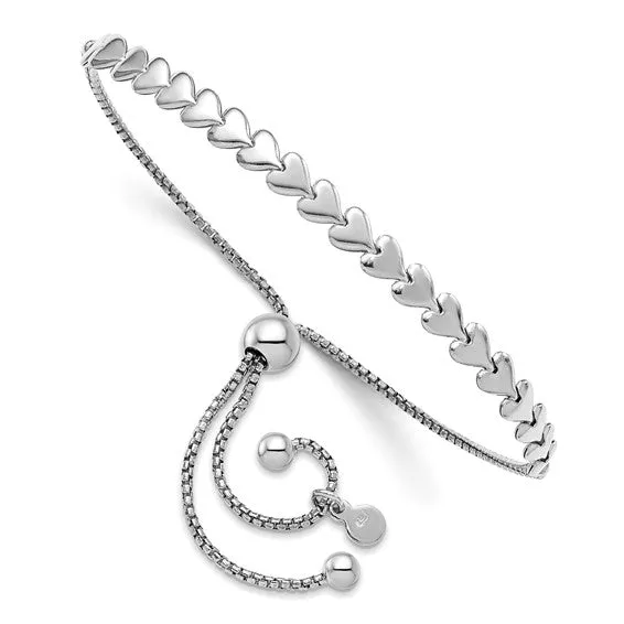 Sterling Silver Heart Adjustable Bolo Bracelet