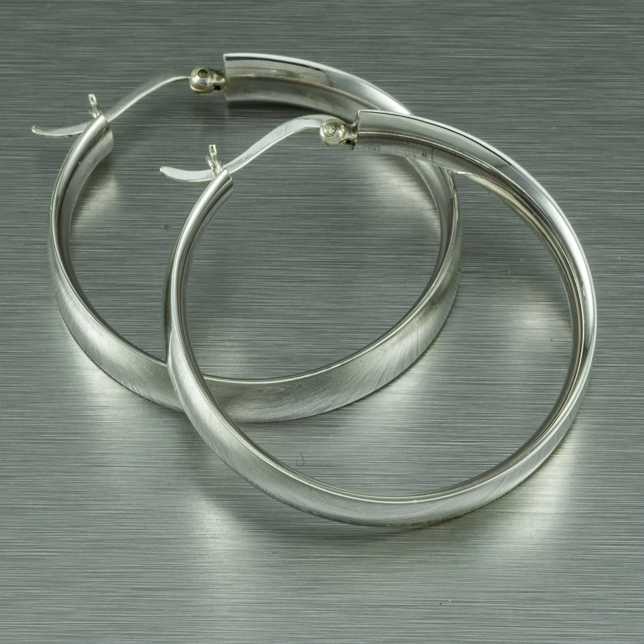 Sterling Silver, Large Hoop Round Earrings.