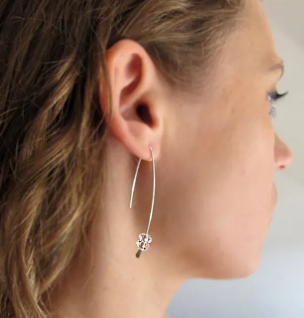 Sterling Silver Long Earrings w/h Quartz Crystals