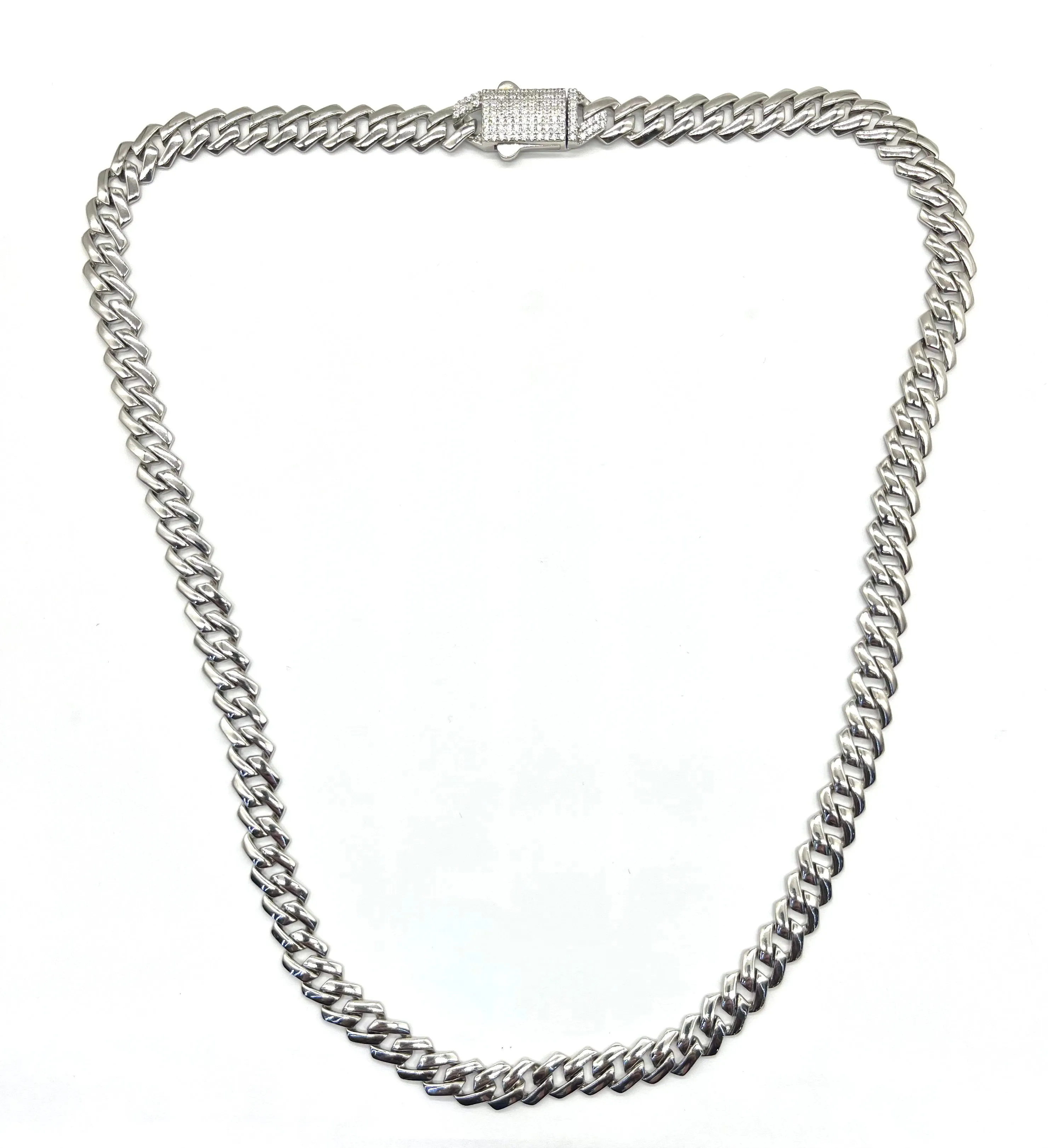 Sterling Silver Monaco Necklace with CZ Clasp