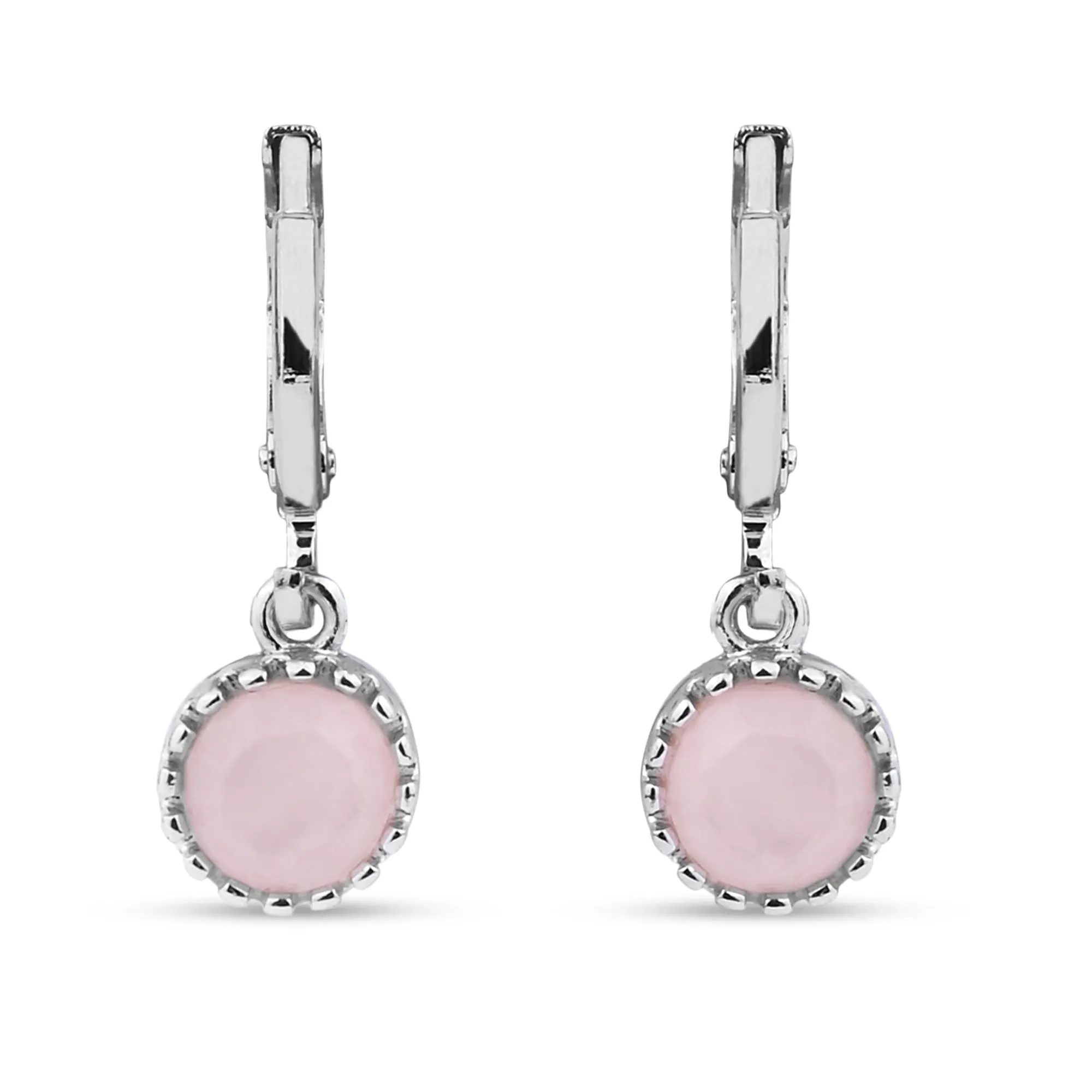 Sterling Silver-Plated Rose Quartz Drop Earrings