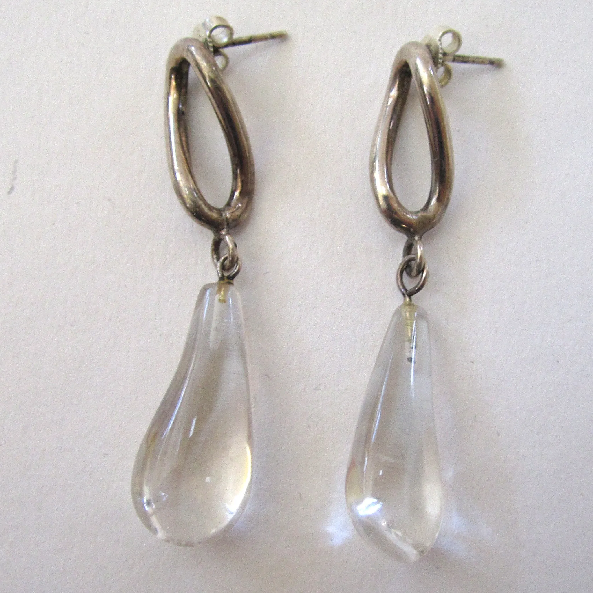 Sterling Silver Quartz Teardrop Earrings