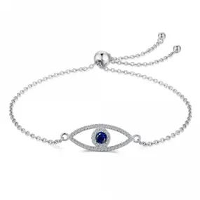 Sterling Silver Rhodium Plated Sparkling Zirconia Evil Eye Bracelet ERLB051