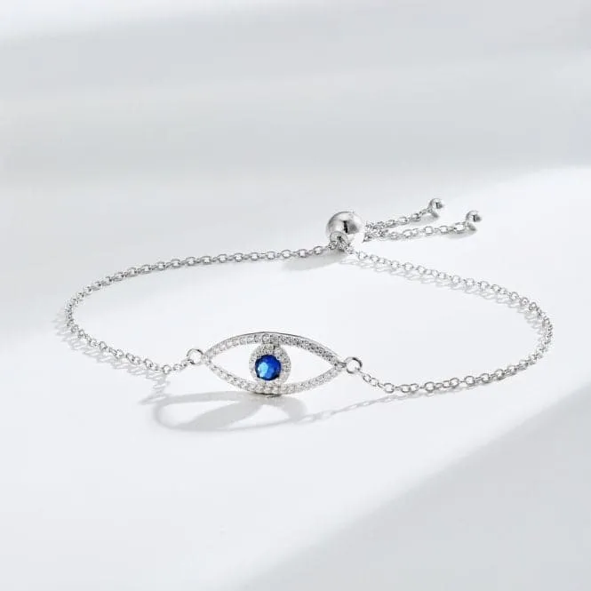 Sterling Silver Rhodium Plated Sparkling Zirconia Evil Eye Bracelet ERLB051