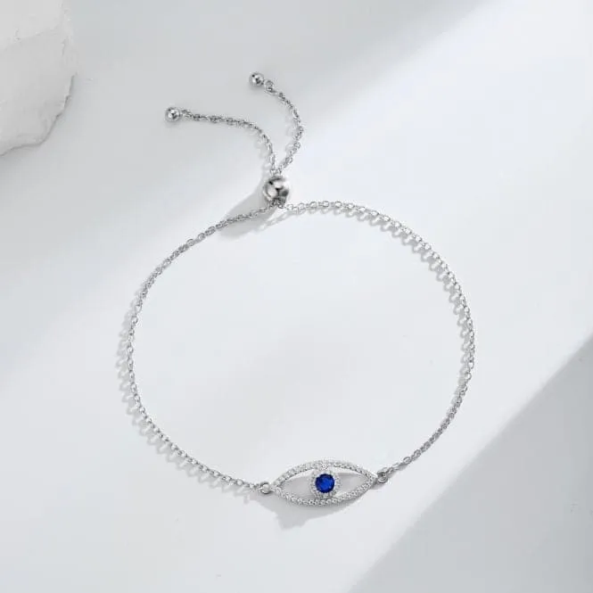 Sterling Silver Rhodium Plated Sparkling Zirconia Evil Eye Bracelet ERLB051