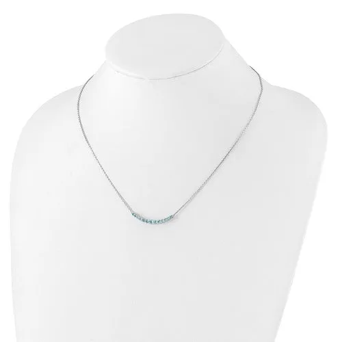 Sterling Silver Swiss Blue Topaz Lined Curved Bar Pendant Necklace