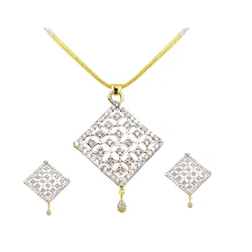 Stylish American Diamond Work Golden Plated Pendant Set for Women and Girls