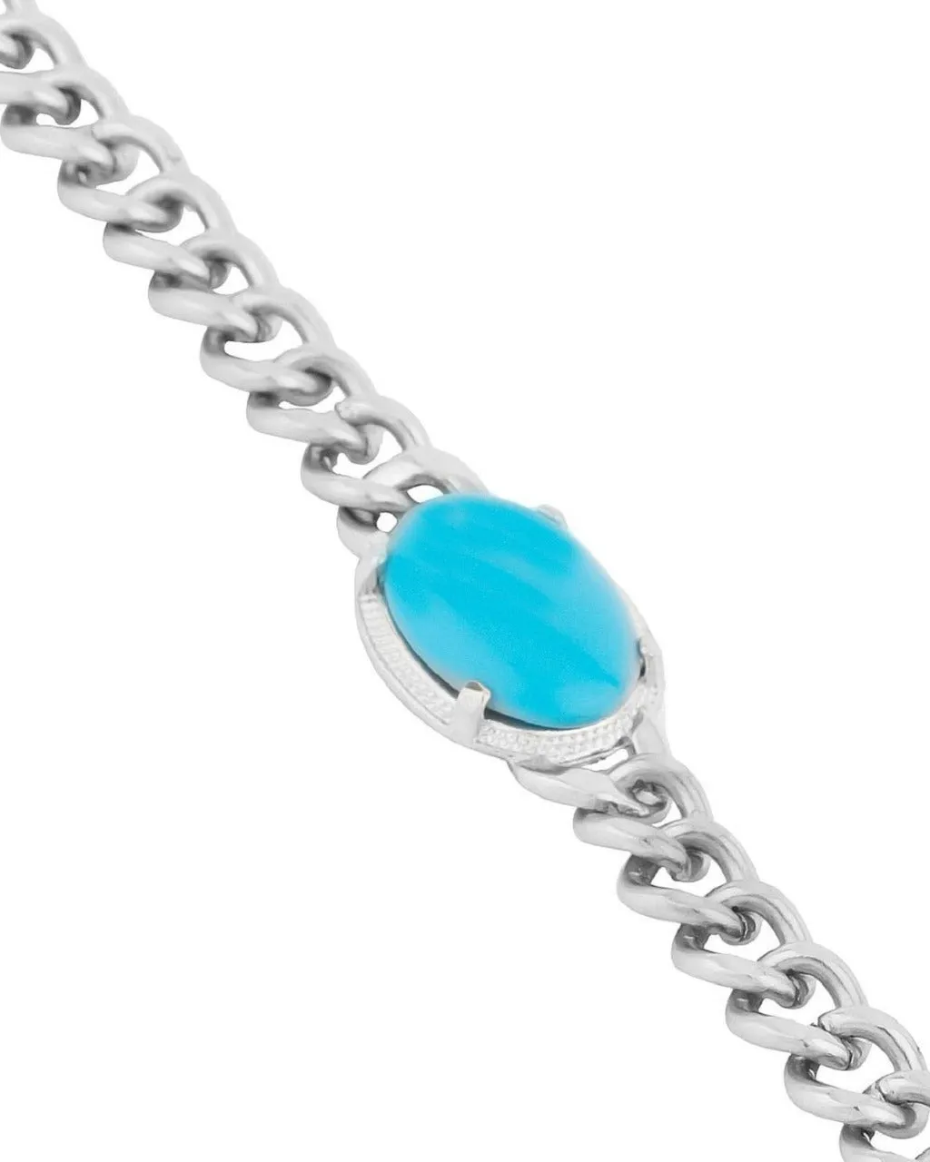 Stylish silver Plated, Blue Stone Studded Chain Bracelate for Men