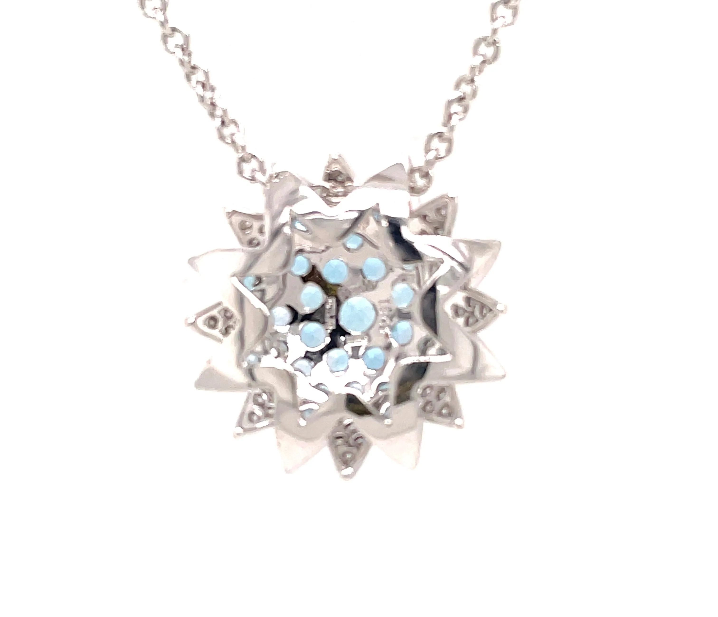 Sunburst Blue Topaz & Diamond Necklace