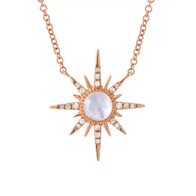 Sunburst Rainbow Moonstone & Diamond Necklace