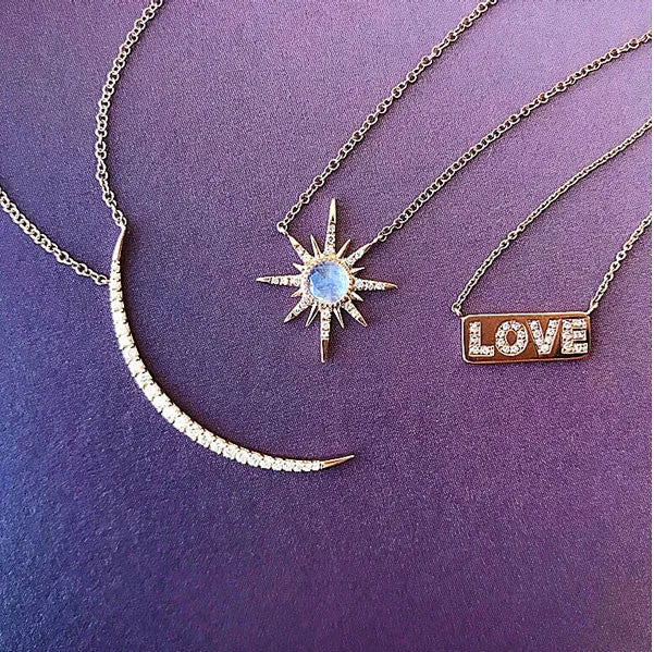 Sunburst Rainbow Moonstone & Diamond Necklace