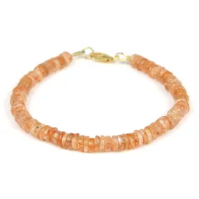 Sunstone 5mm Hishi Bracelet with Gold Filled Trigger Clasp