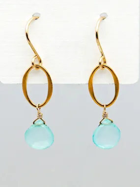 Susan Rifkin Aqua Chalcedony Teardrop Earrings | 14k Gold Filled