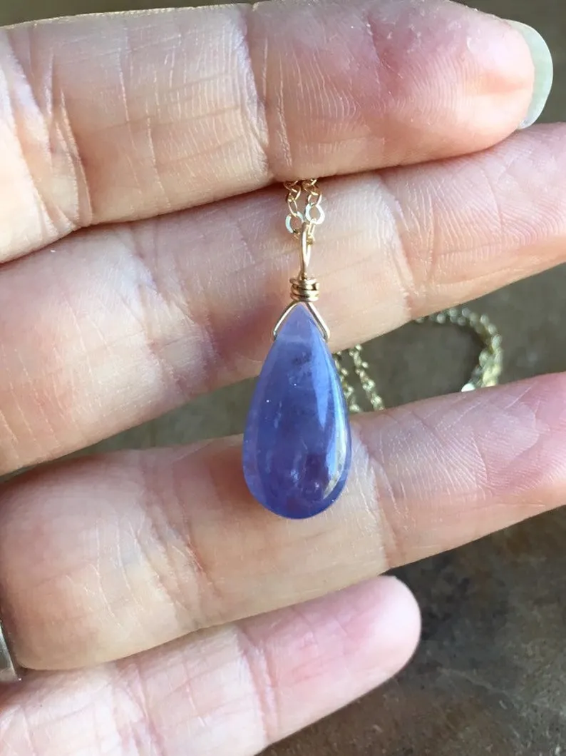 Tanzanite Pendant Necklace 14k Gold Filled or Sterling Silver