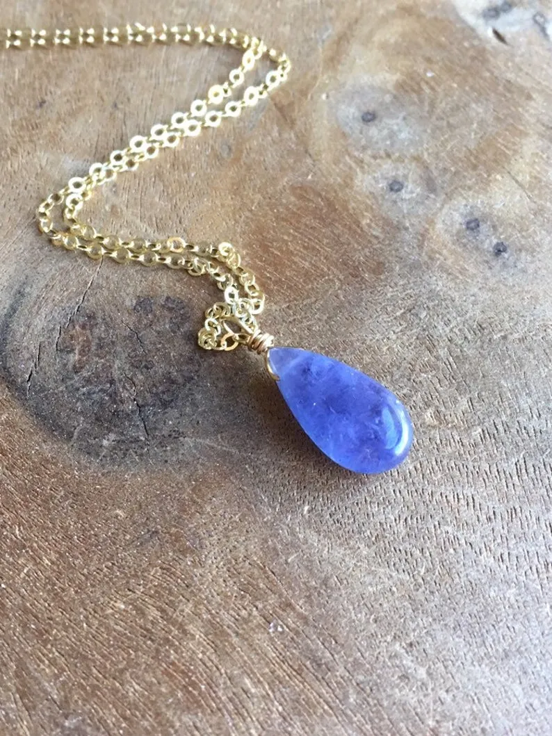 Tanzanite Pendant Necklace 14k Gold Filled or Sterling Silver