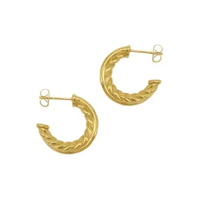 Tarnish Resistant 14k Gold Plated Cable Hoop Earrings