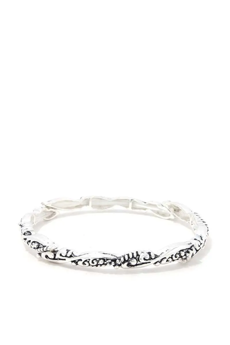 Thin Filigree Metal Stretch Bracelet