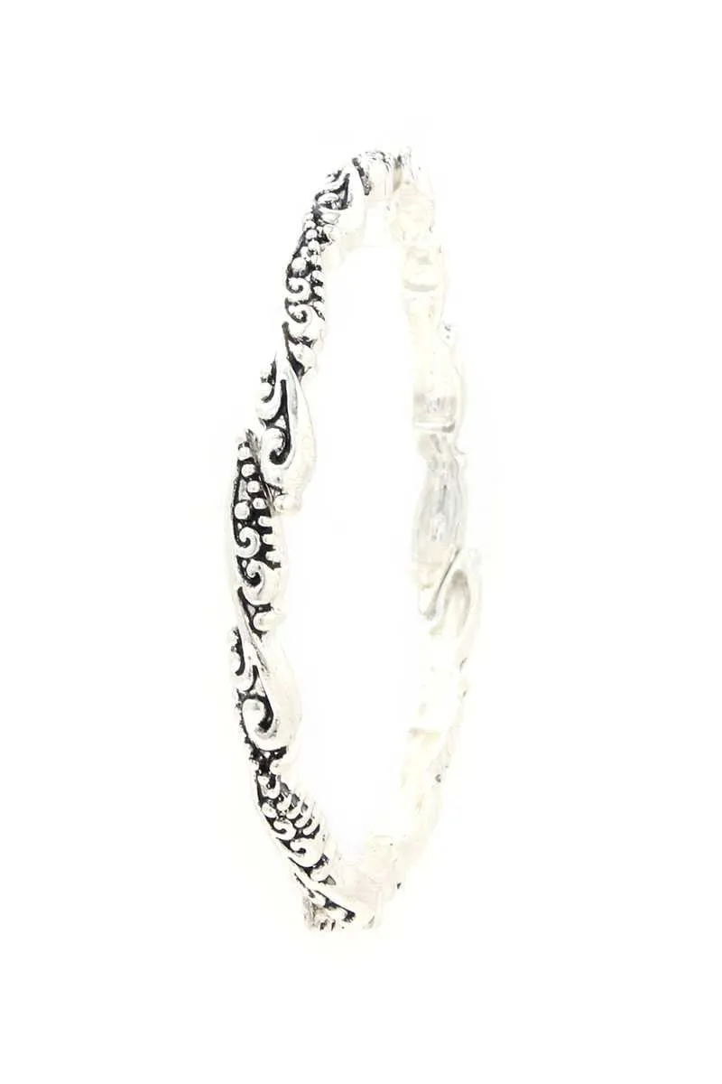 Thin Filigree Metal Stretch Bracelet