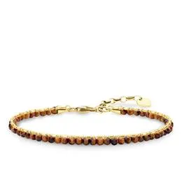 Thomas Sabo Glam And Soul Yellow Gold Tiger's Eye Brown Bracelet A1713-887-2-l19v