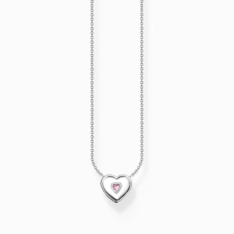 Thomas Sabo Necklace - Heart With Pink Stones - Silver