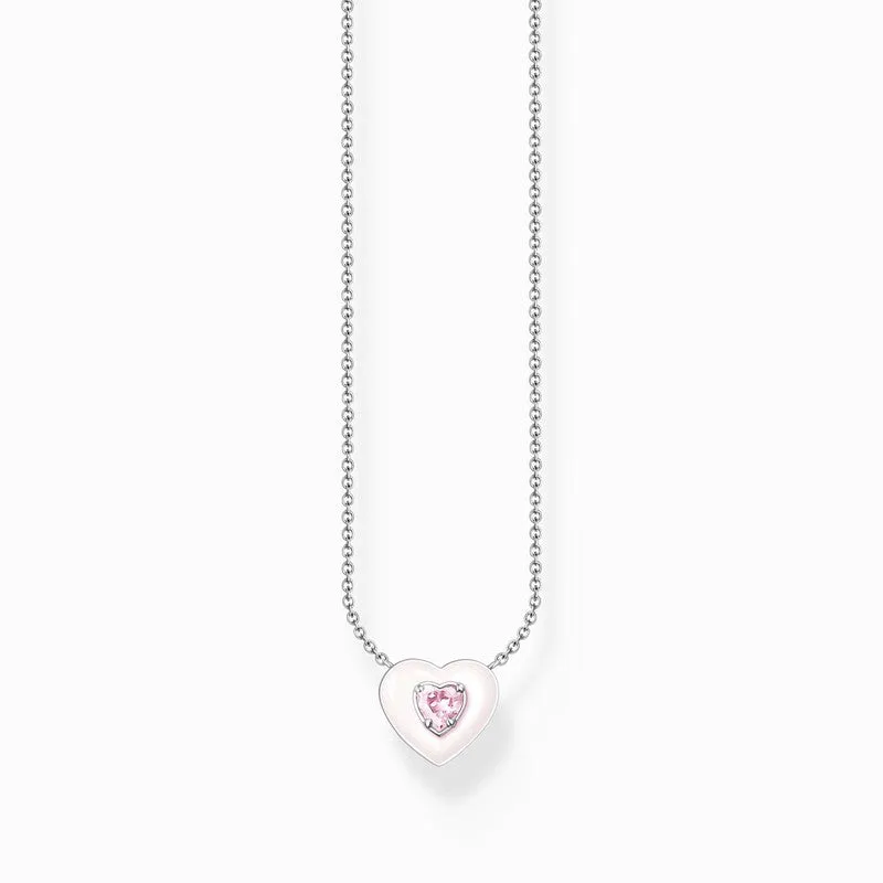 Thomas Sabo Necklace - Heart With Pink Stones - Silver