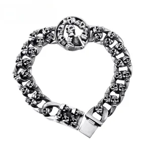 Titanium Steel Skull Bracelet for Men - Edgy Punk Jewelry Collection