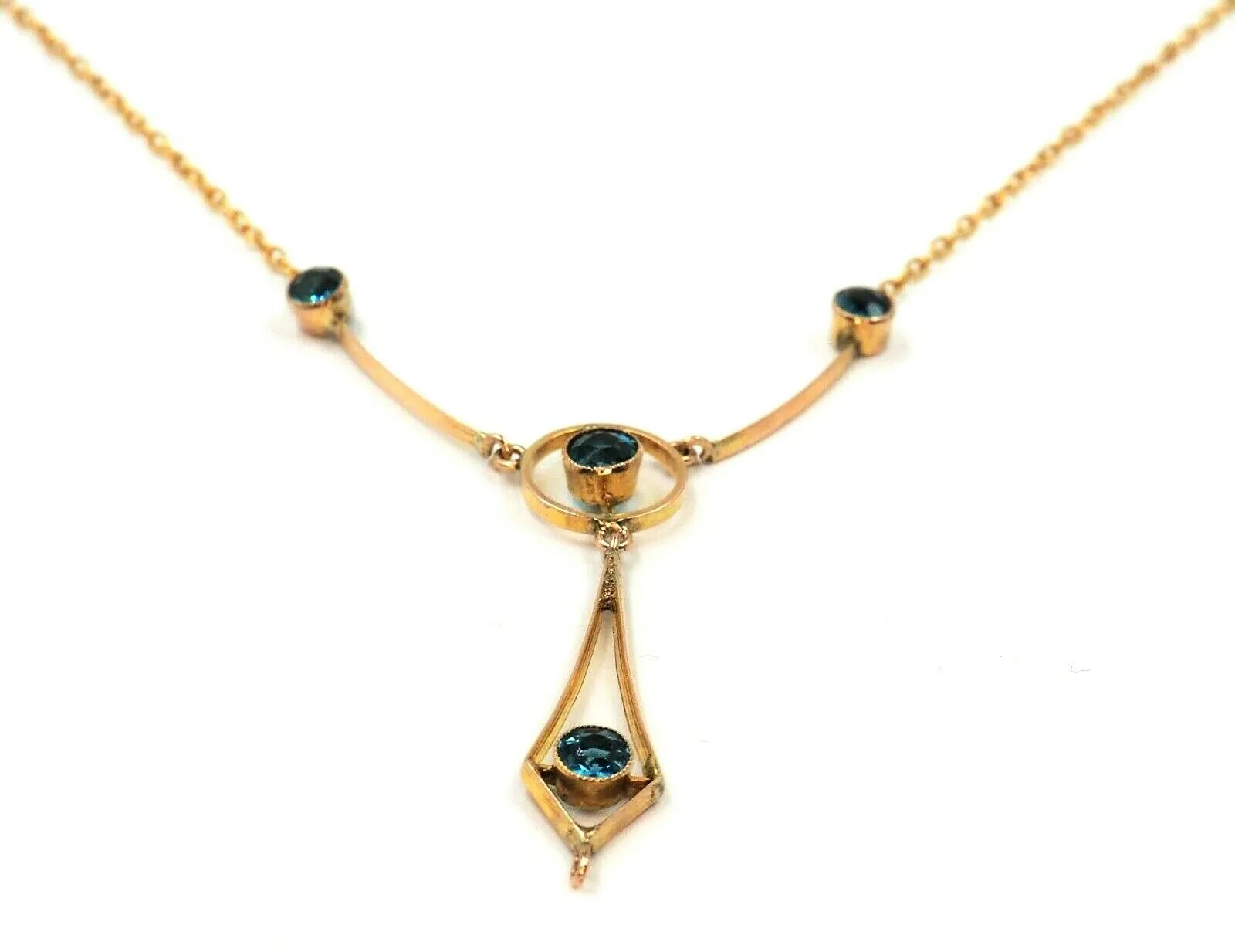 Topaz 9ct Yellow Gold Necklace with Fine Cable Link Chain