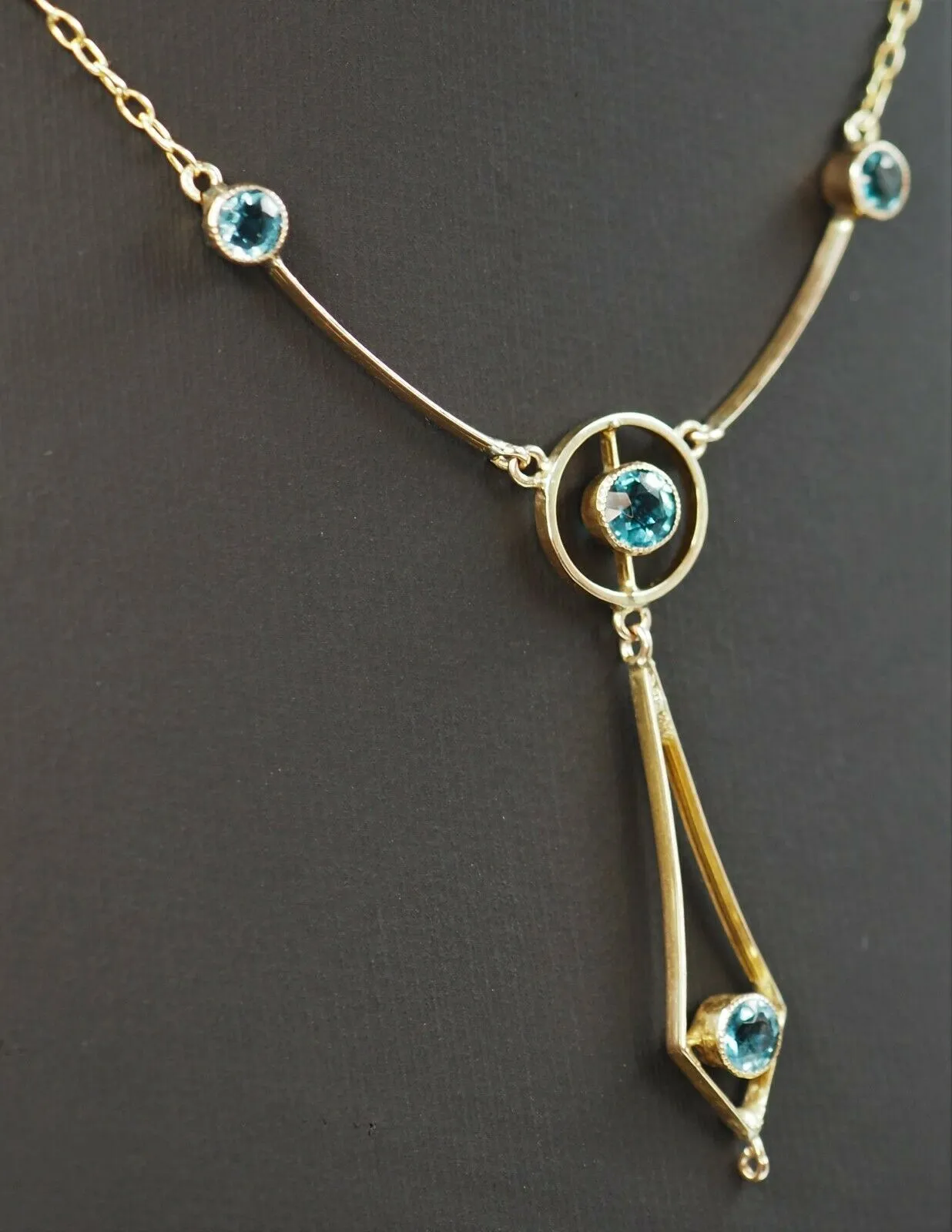 Topaz 9ct Yellow Gold Necklace with Fine Cable Link Chain