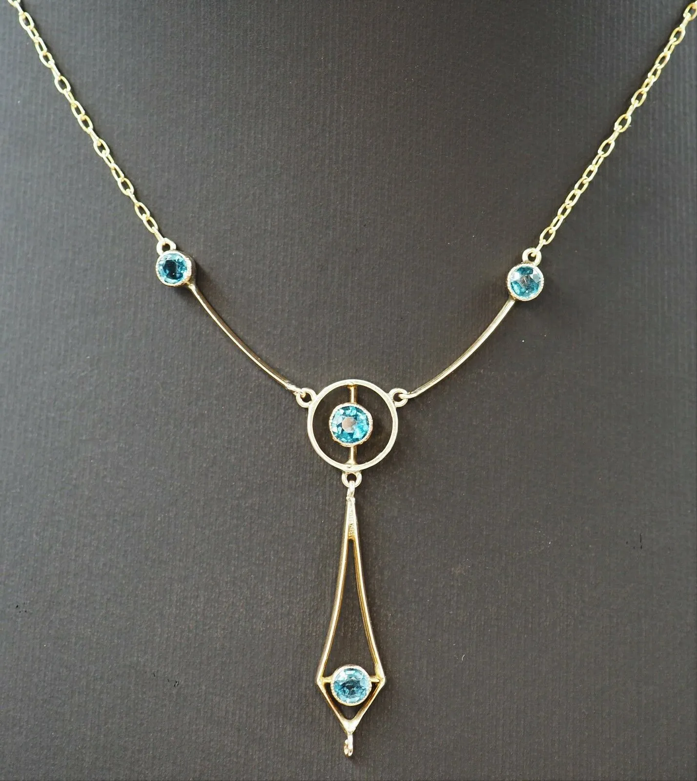 Topaz 9ct Yellow Gold Necklace with Fine Cable Link Chain