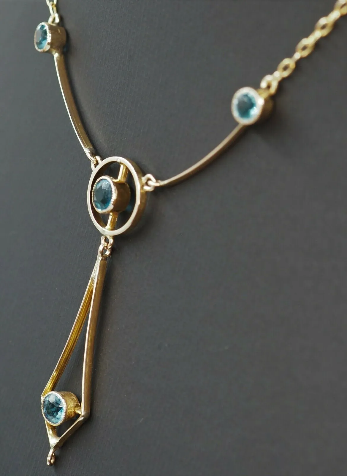 Topaz 9ct Yellow Gold Necklace with Fine Cable Link Chain