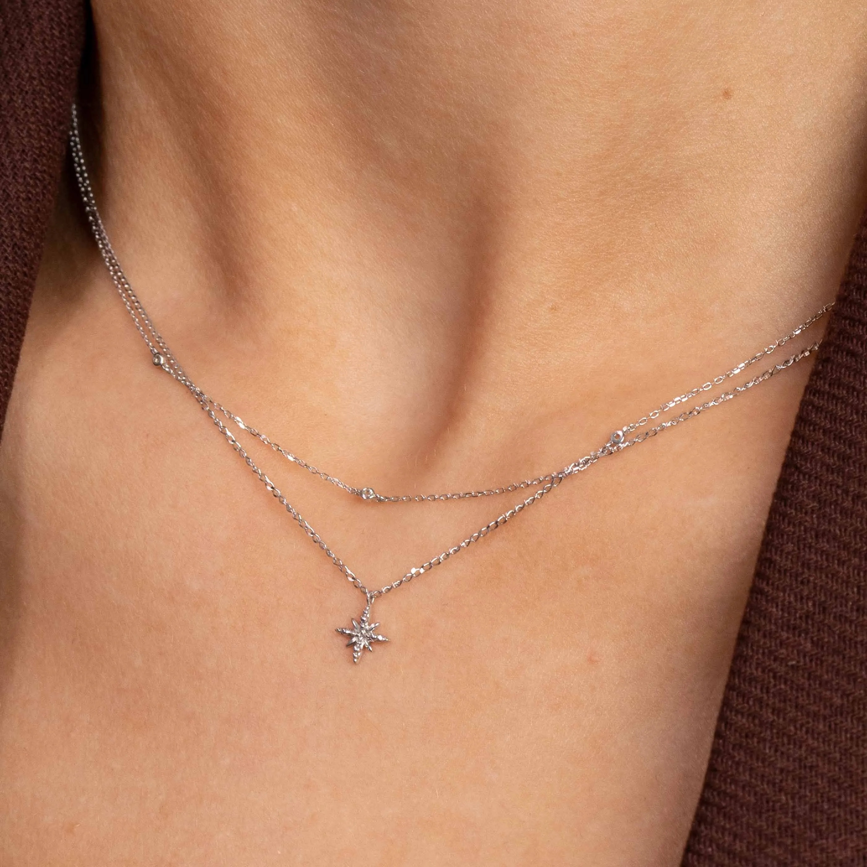 Topaz Charm Necklace in Solid White Gold