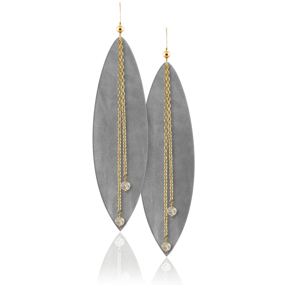 Touch of Grey Gemstone Leather Earrings ©