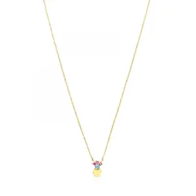 Tous Gold Real Sisy heart Necklace with Gemstones 812452050