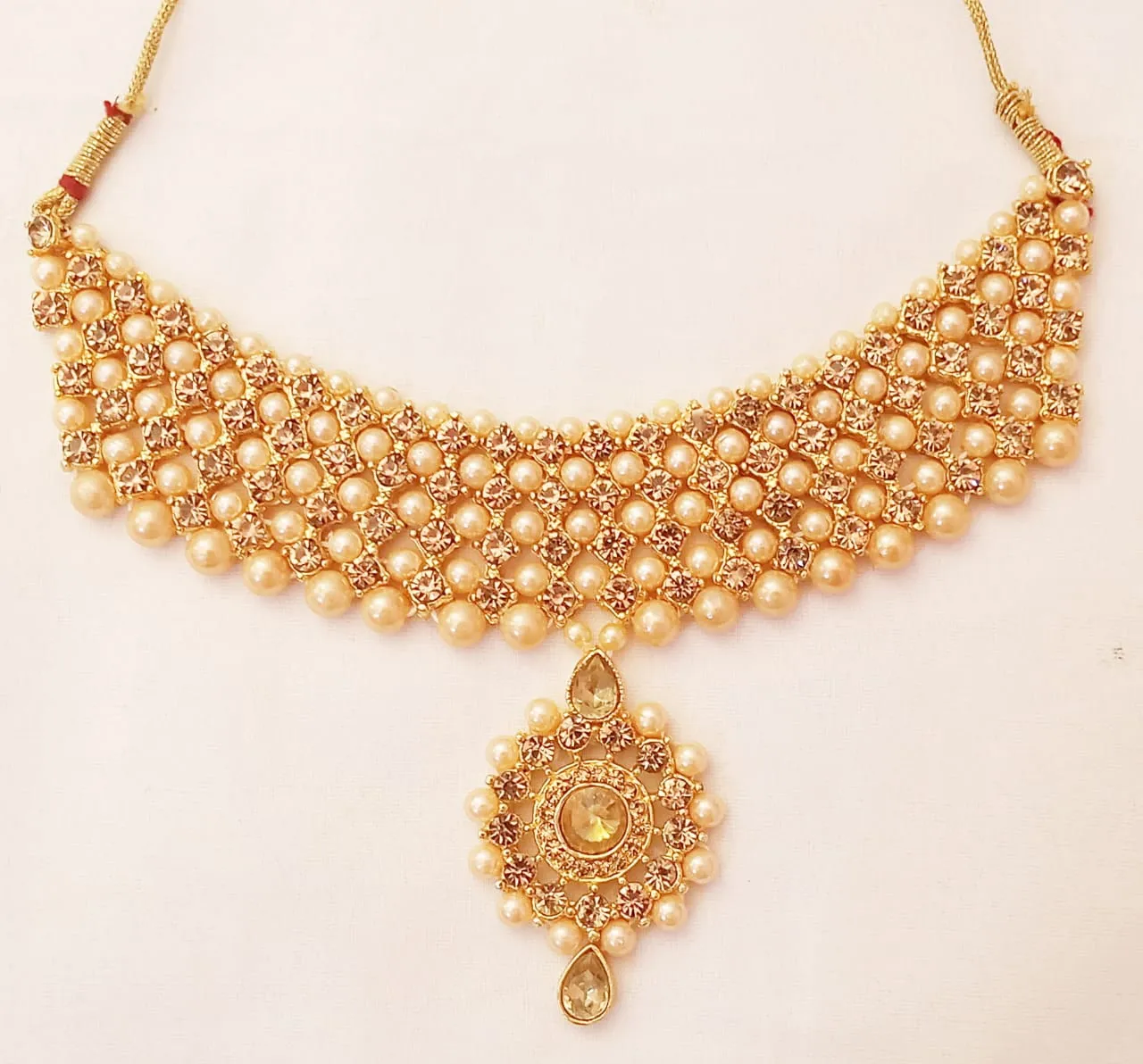 Traditional Golden Plated Neckalce Set with Earring for Women and Girls