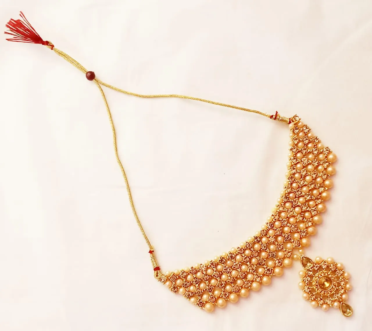 Traditional Golden Plated Neckalce Set with Earring for Women and Girls