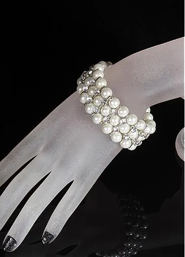 Trendy Bracelets With Rhinestones & Pearls Elegant Alloy