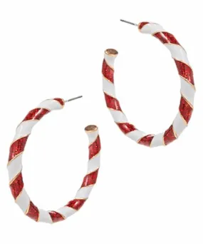 Twisted Christmas Color Enamel Hoop Earrings