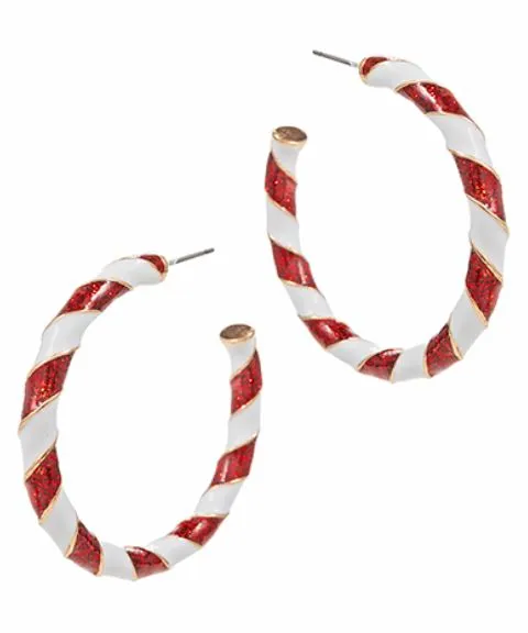 Twisted Christmas Color Enamel Hoop Earrings