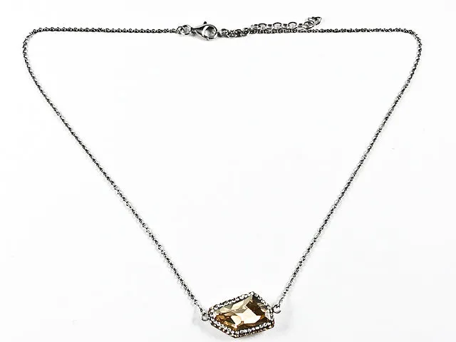 Unique Shape Topaz CZ Silver Necklace