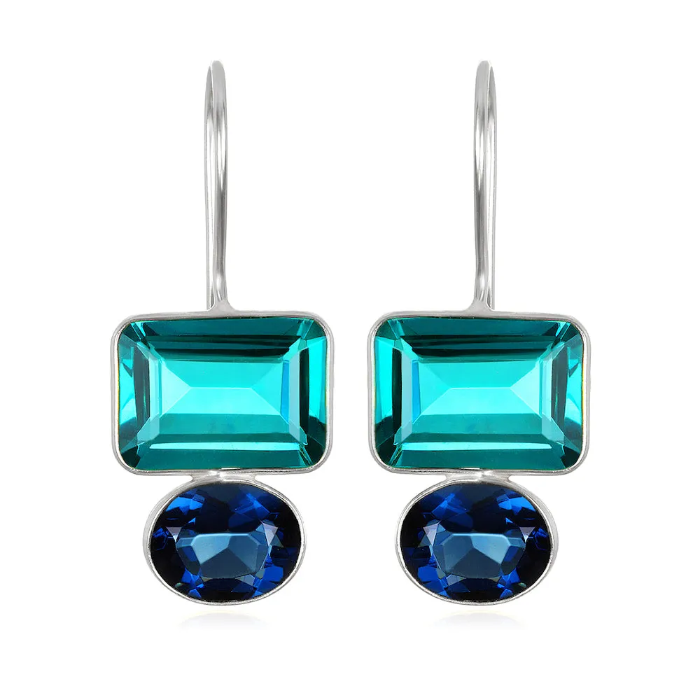 Valencia Earring-Aqua & Royal Blue Silver