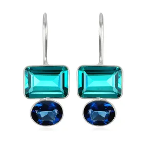 Valencia Earring-Aqua & Royal Blue Silver