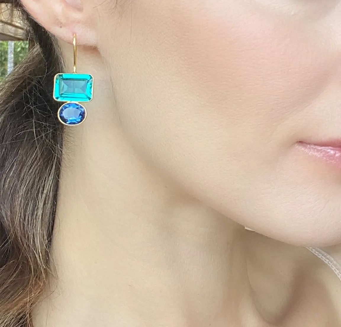 Valencia Earring-Aqua & Royal Blue Silver